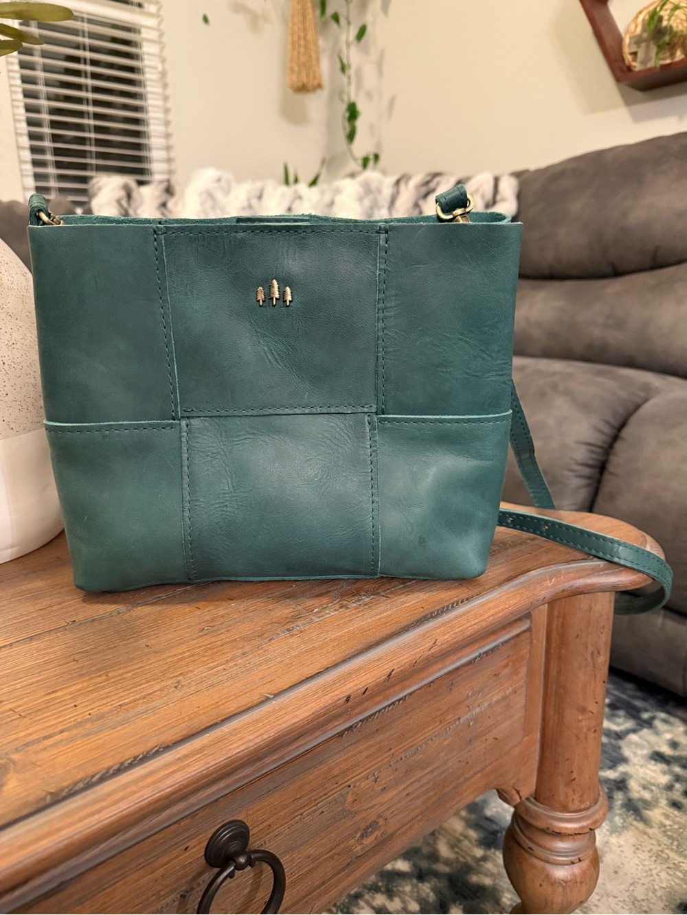 Portland Leather Green Patchwork Crossbody